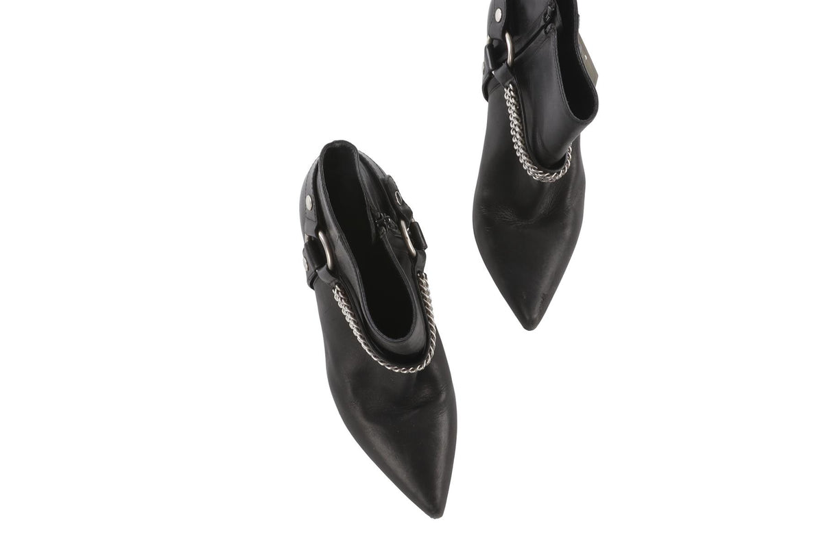 SAINT LAURENT BLACK LEATHER ANKLE BOOTS EU 38.5 UK 5.5 US 8.5