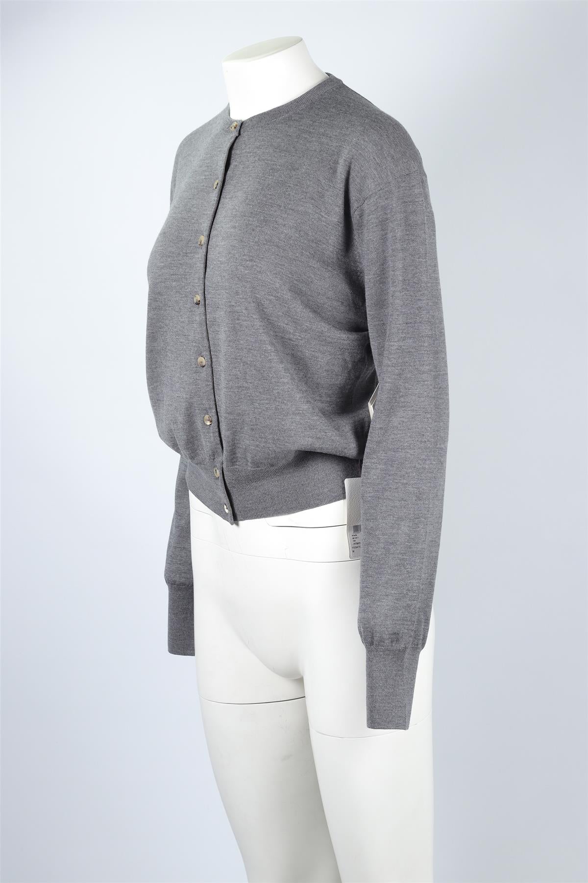 KHAITE GREY WOOL CARDIGAN MEDIUM