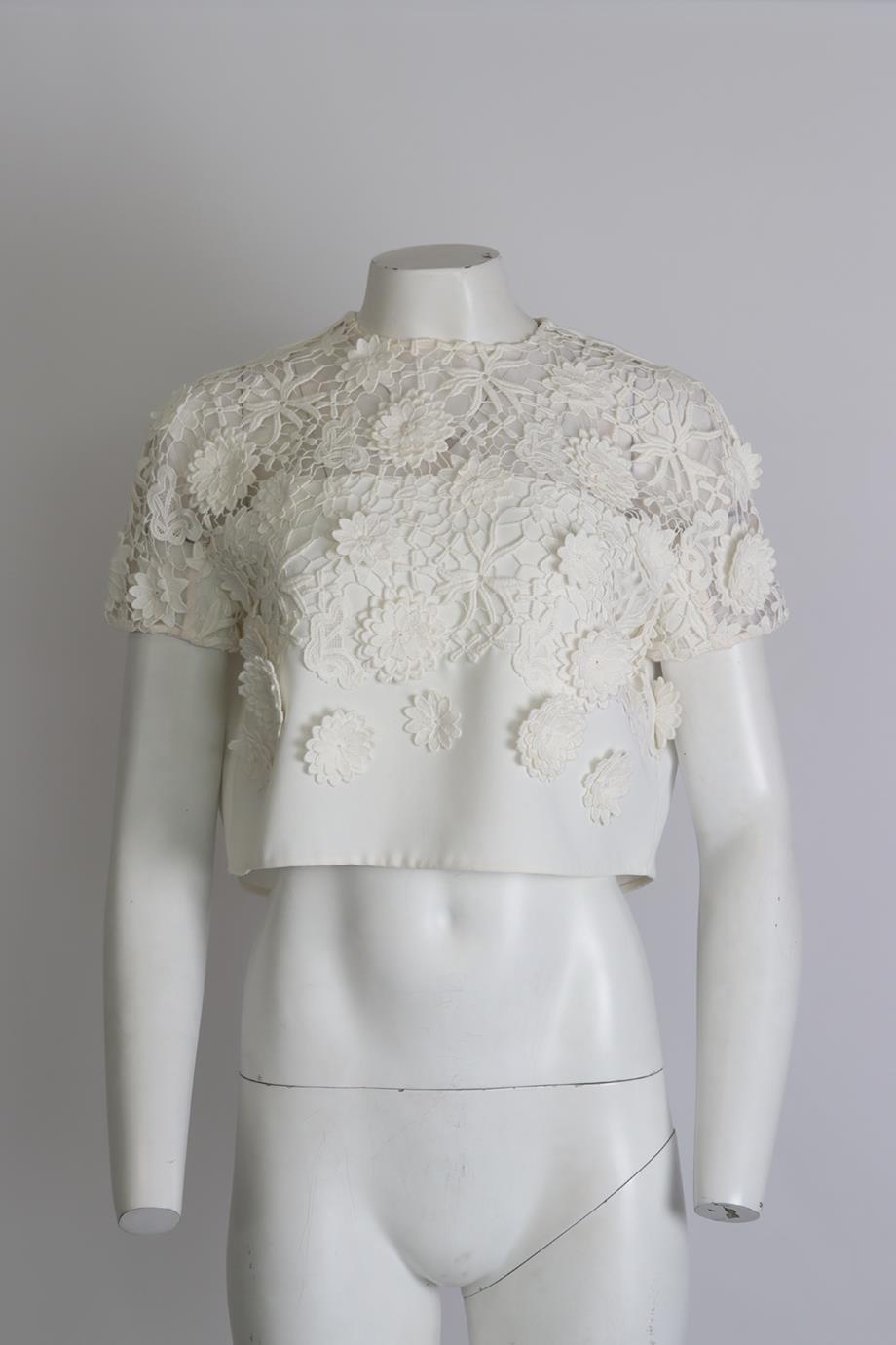 VICTORIA VICTORIA BECKHAM CROPPED CROCHET CREPE TOP UK 6