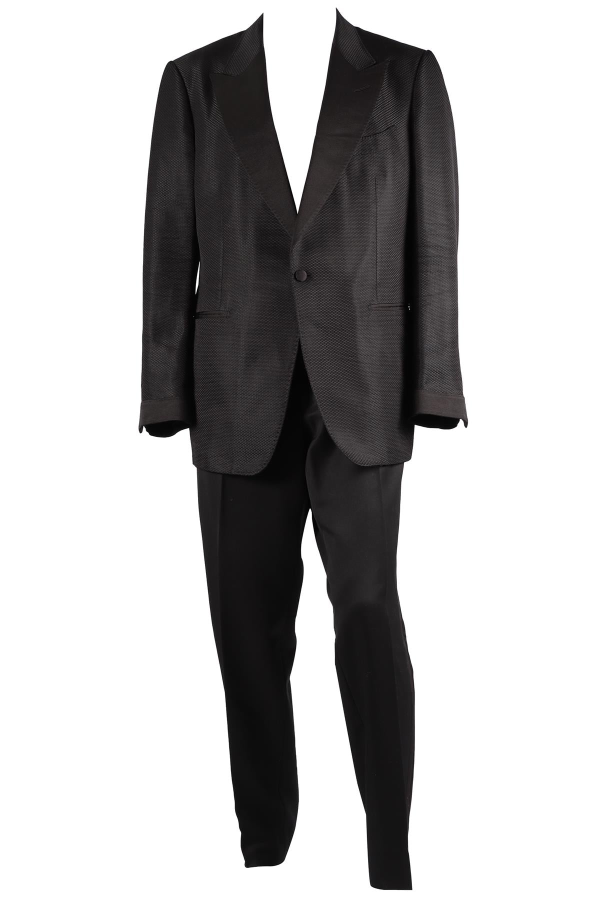 TOM FORD BLACK MEN'S SHELTON WOOL BLEND TWO PIECE TUXEDO SUIT EU 54