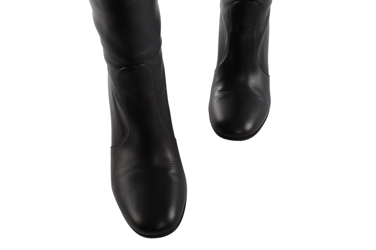 GIANVITO ROSSI BLACK LEATHER KNEE HIGH BOOTS  EU 38.5 UK 5.5 US 8.5