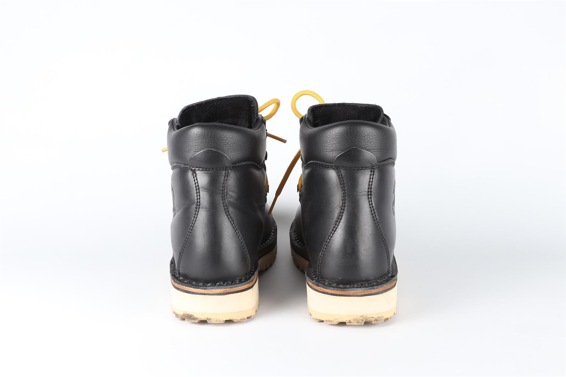 DIEMME BLACK LEATHER AND SHEARLING ANKLE BOOTS EU 40 UK 7 US 10