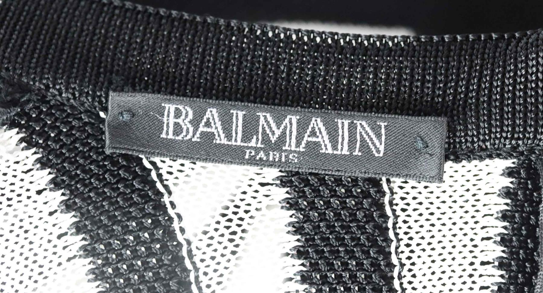 BALMAIN WRAP EFFECT STRIPED STRETCH KNIT JUMPSUIT FR 40 UK 12