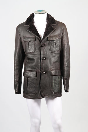 GUCCI MEN'S SHEARLING AND LEATHER COAT IT 54 UK/US CHEST 44