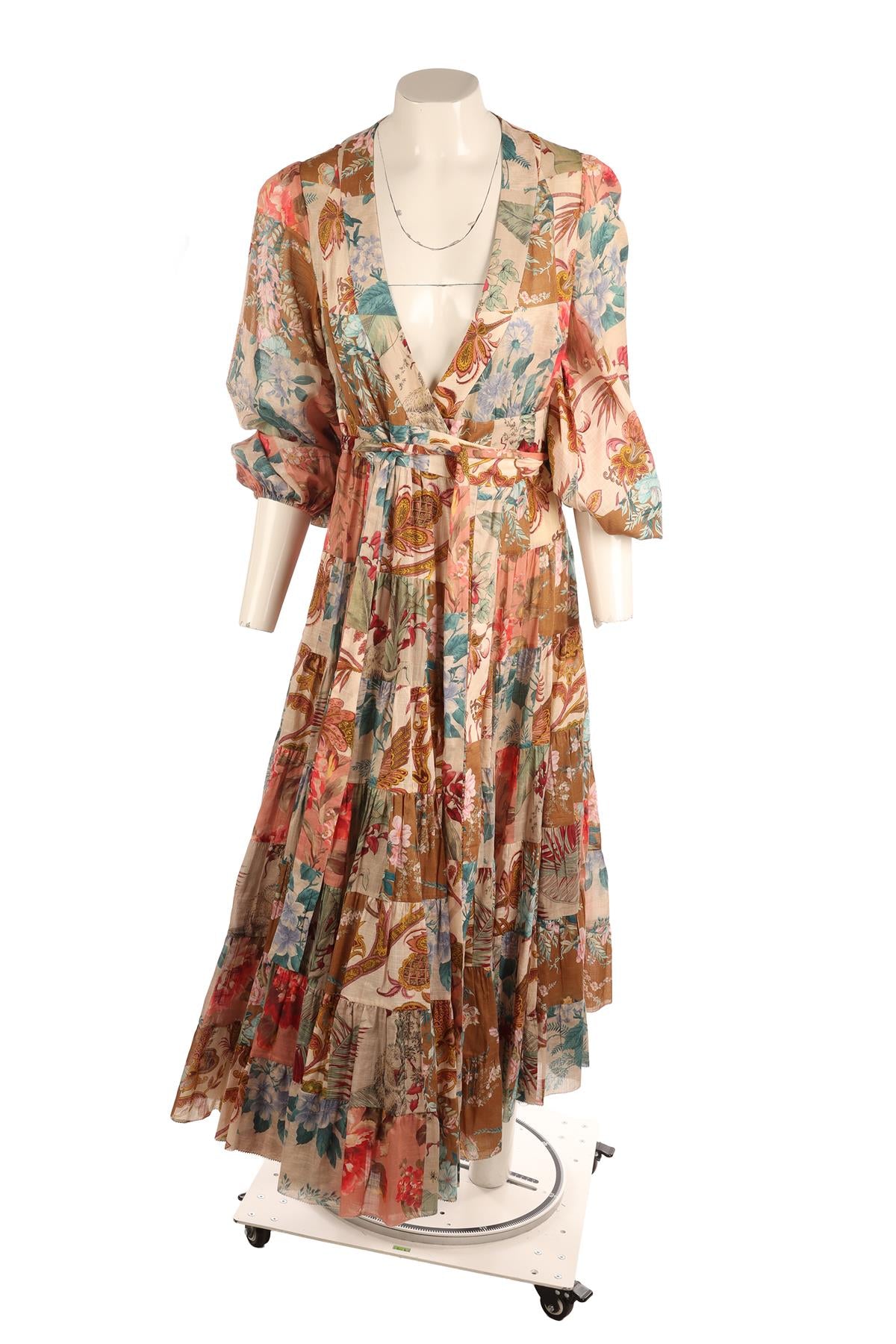 ZIMMERMANN MULTI LINEN MAXI DRESS 1 UK 10