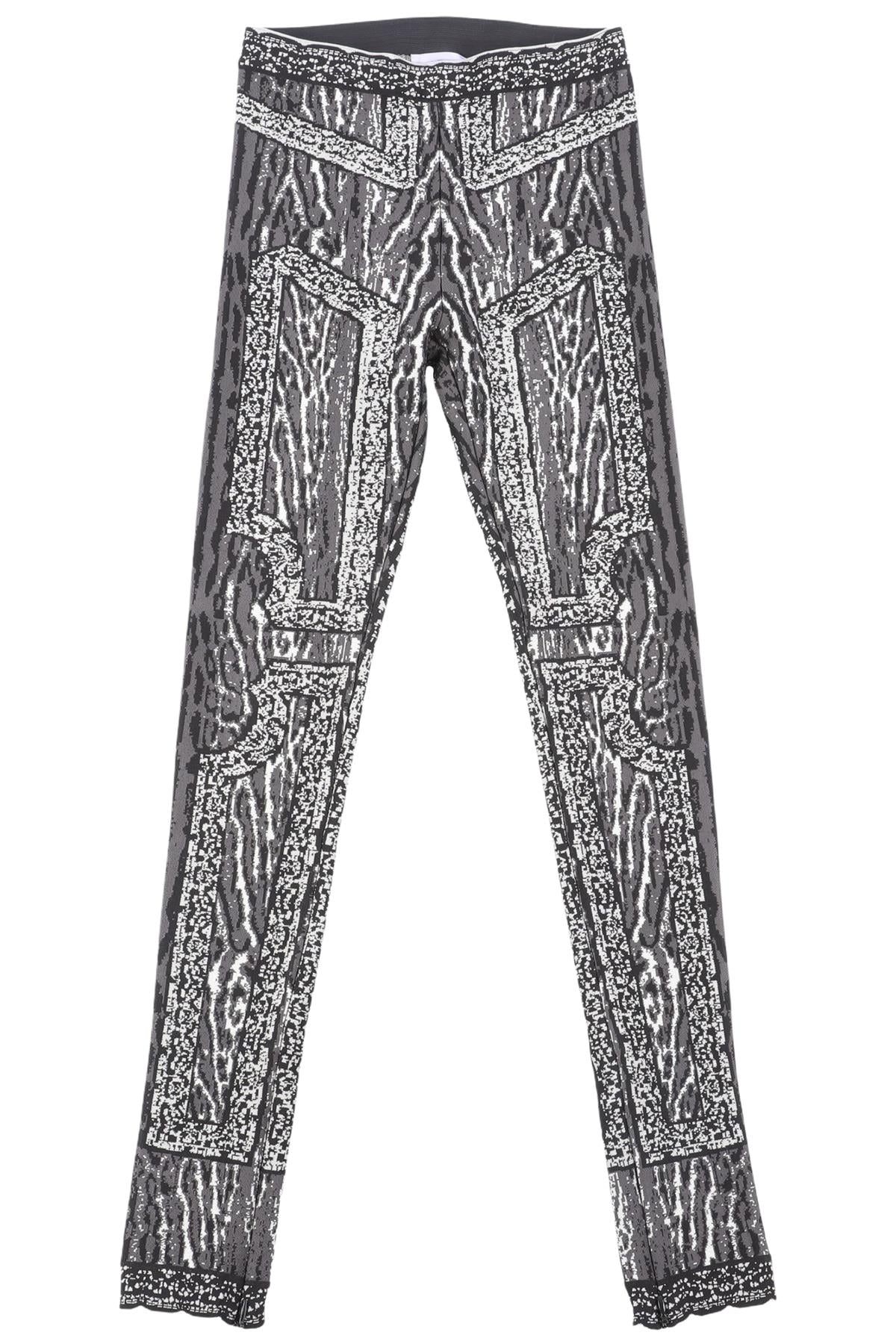 HERVE LEGER GREY JACQUARD KNIT LEGGINGS XSMALL