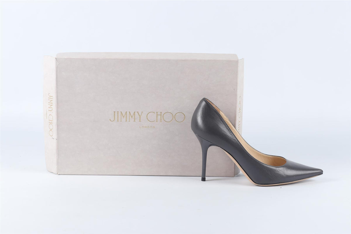 JIMMY CHOO GREY LEATHER PUMPS EU 34 UK 1 US 4