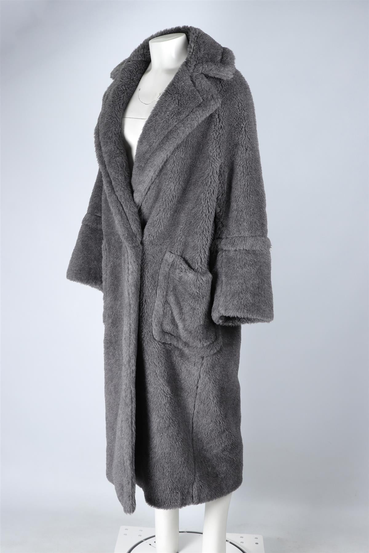MAX MARA GREY KADIAK WOOL TEDDY COAT XSMALL
