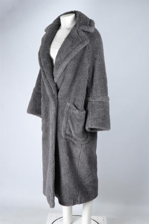 MAX MARA GREY KADIAK WOOL TEDDY COAT XSMALL