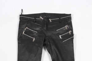 BALMAIN BLACK LEATHER SKINNY PANTS FR 38 UK 10