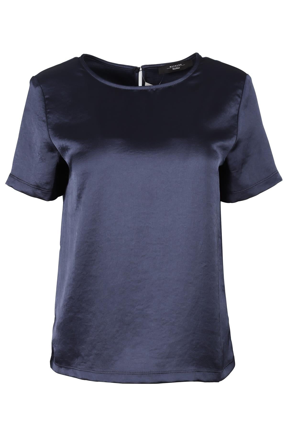 WEEKEND MAX MARA NAVY SATIN TOP SMALL