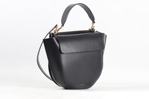 WANDLER BLACK HORTENSIA MEDIUM LEATHER SHOULDER BAG