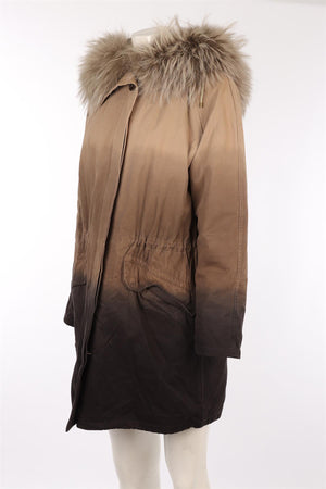 ARMY BY YVES SALOMON GREEN FUR COAT FR 36 UK 8