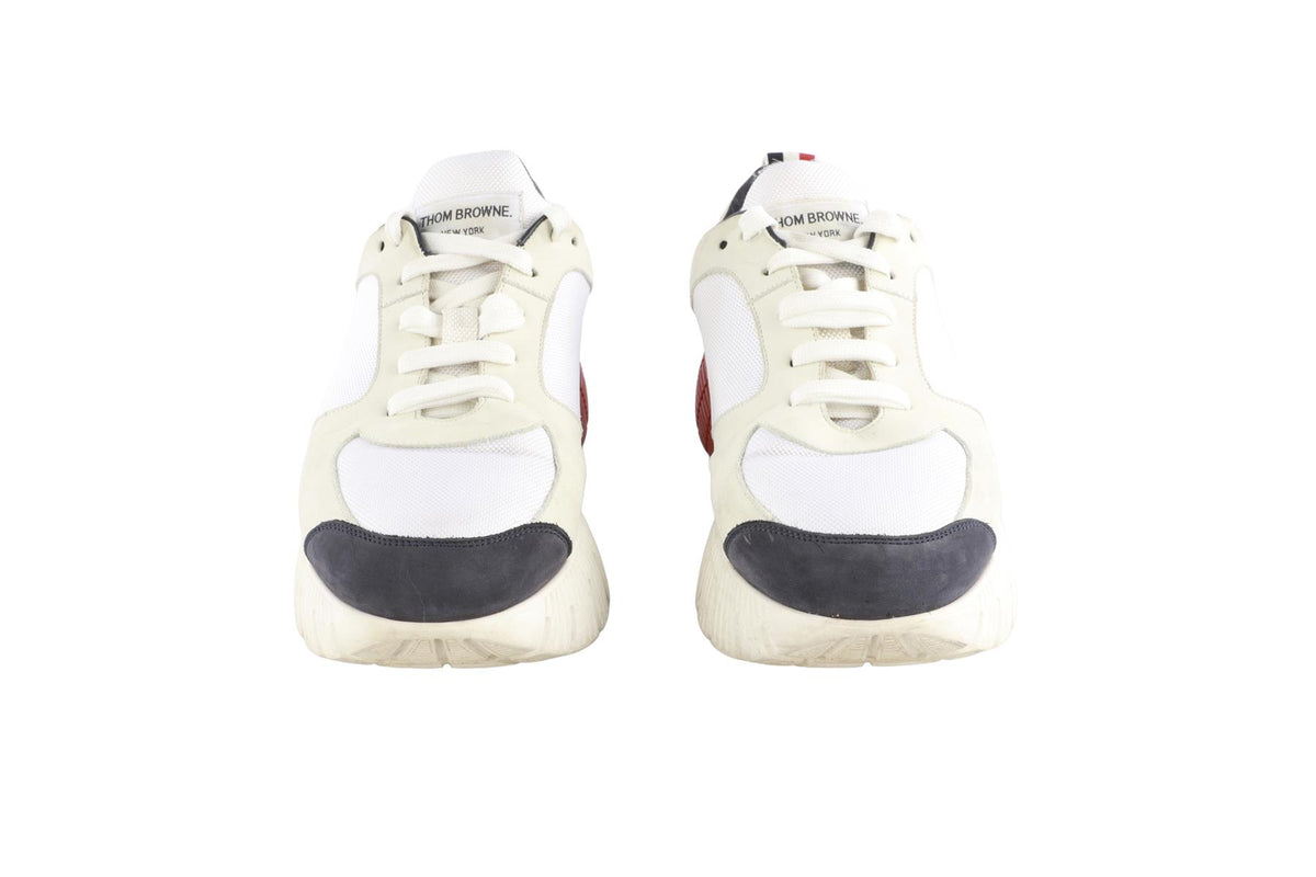 THOM BROWNE WHITE MEN'S SUEDE SNEAKERS EU 43 UK 9 US 10
