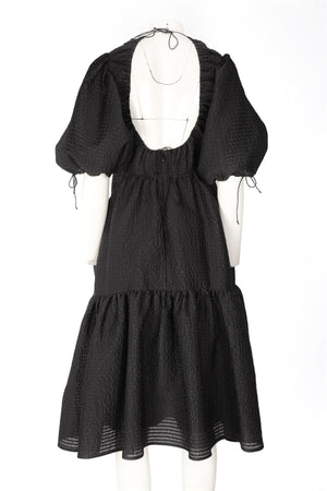 CECILIE BAHNSEN BLACK COTTON MAXI DRESS UK 6