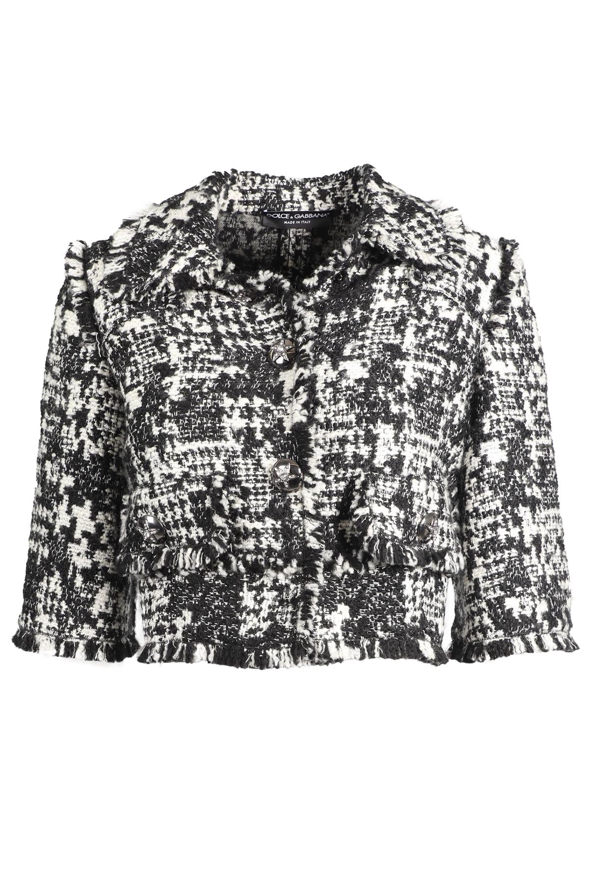 DOLCE & GABBANA BLACK AND WHITE WOOL BLEND JACKET IT 38 UK 6