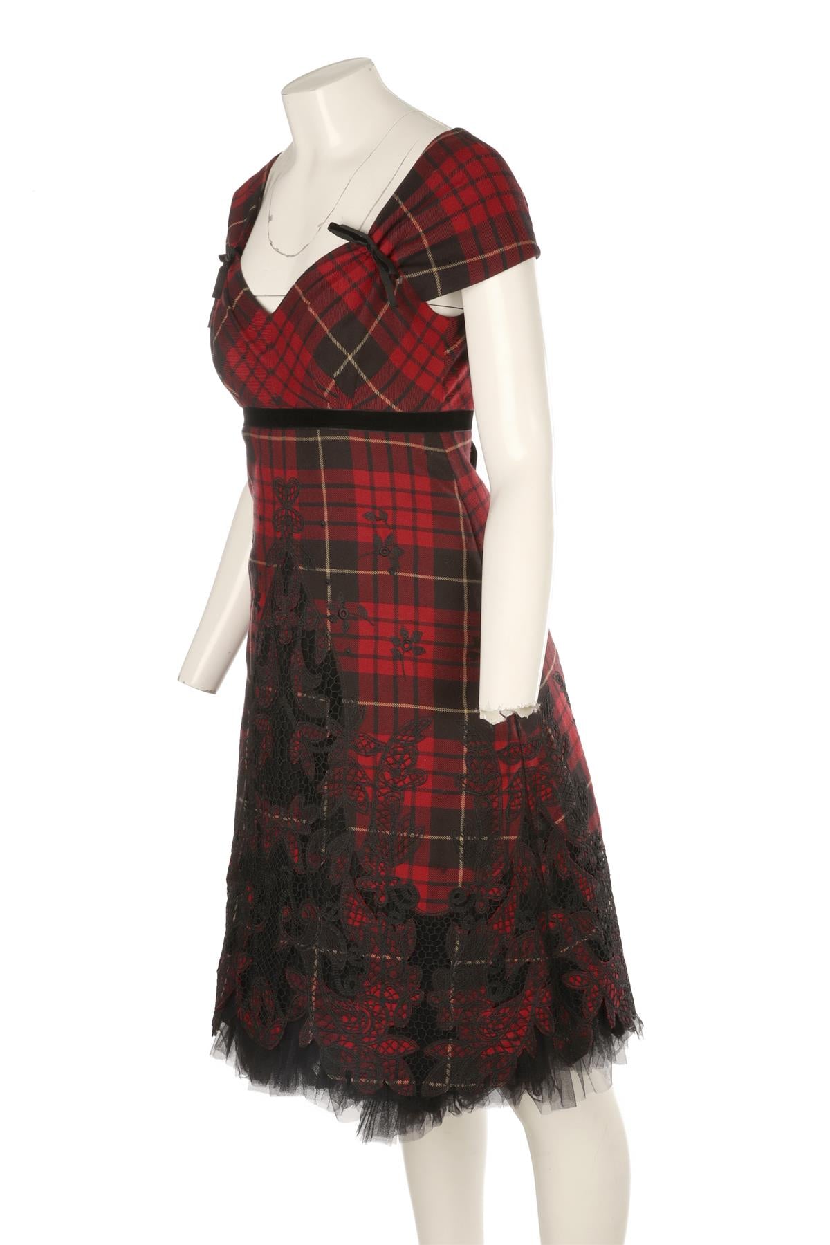 ALEXANDER MCQUEEN RED 2006 WOOL MIDI DRESS IT 40 UK 8