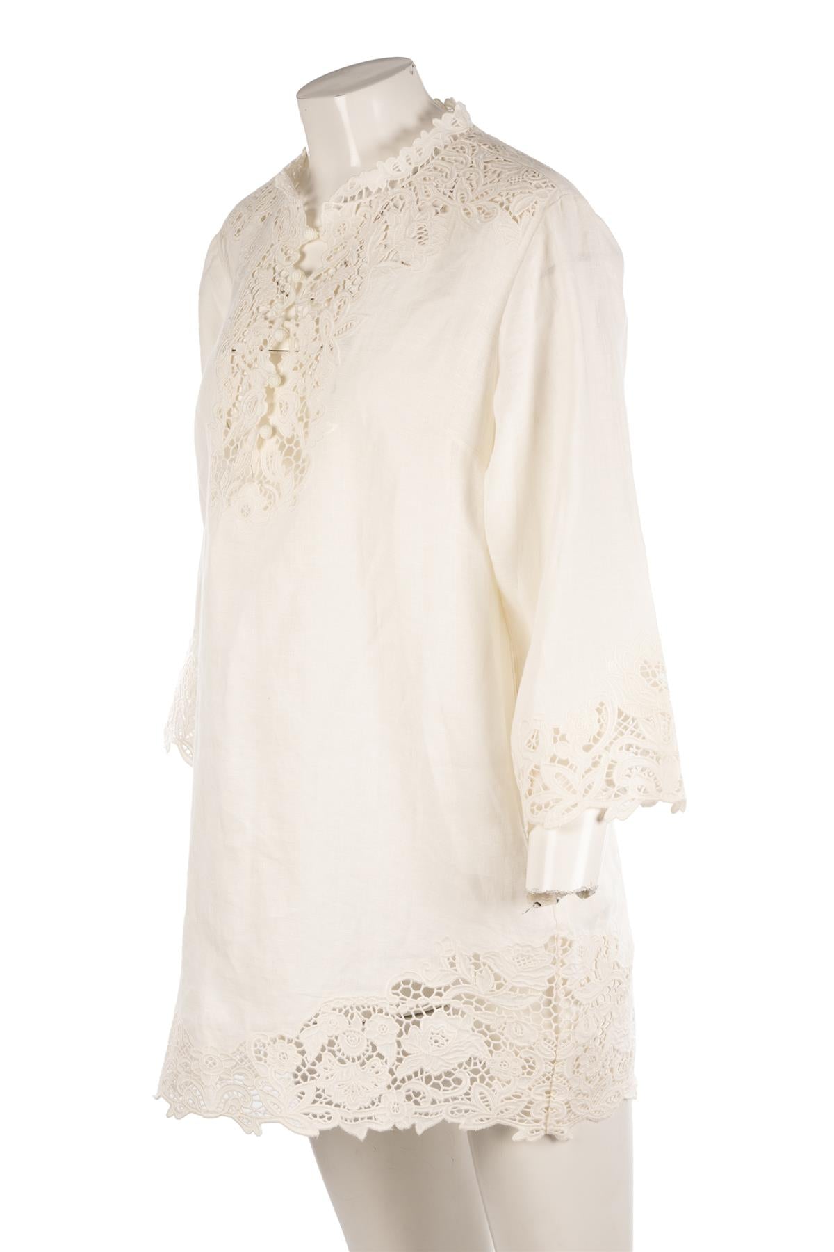 DOEN WHITE LINEN MINI DRESS LARGE