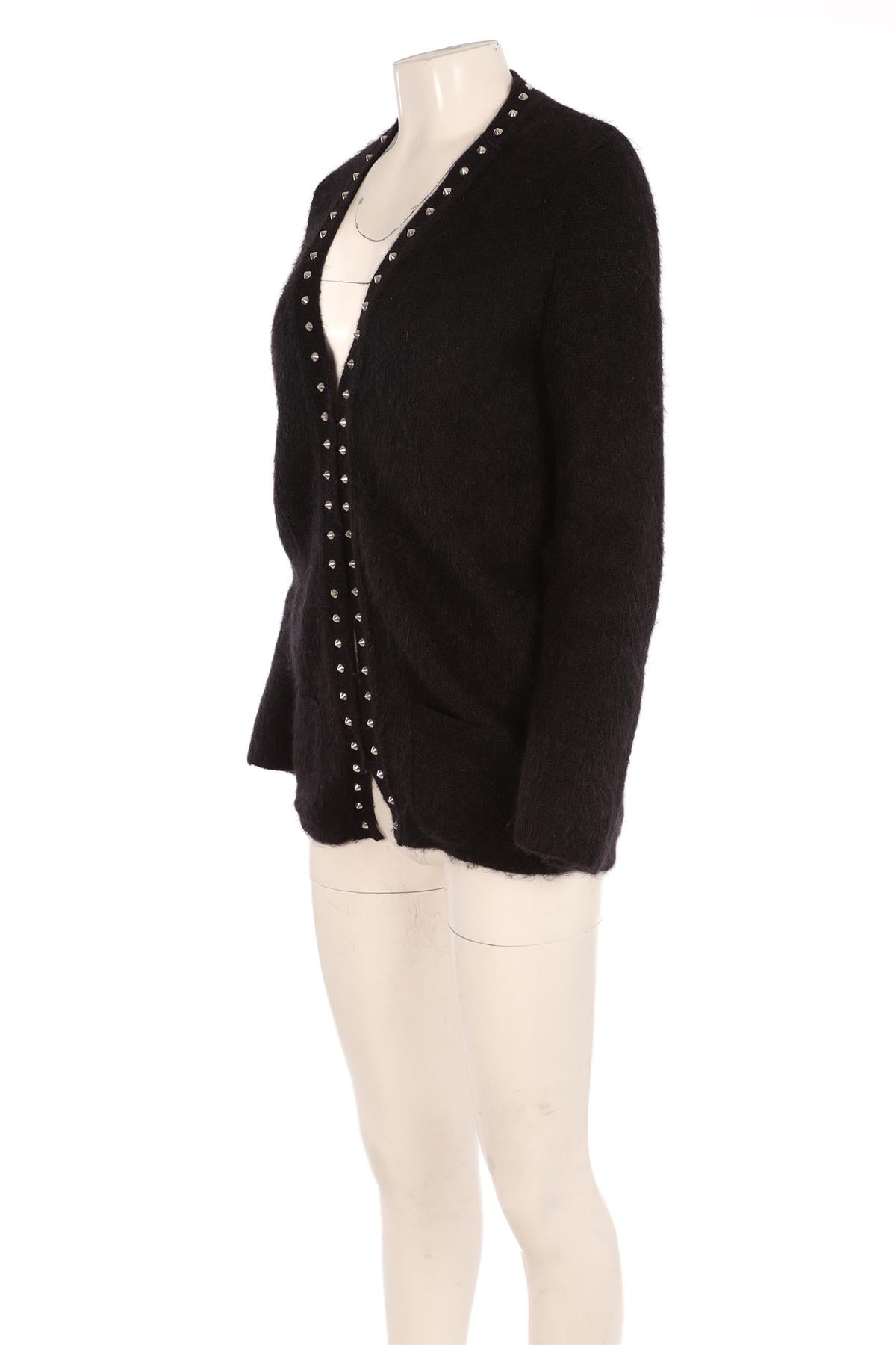 SAINT LAURENT BLACK MOHAIR CARDIGAN XSMALL