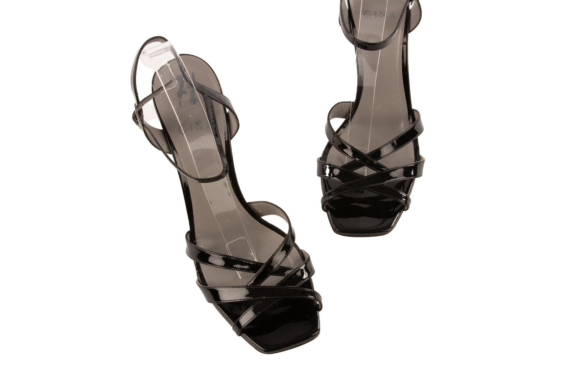 GINA BLACK PATENT LEATHER SANDALS EU 40 UK 7 US 10