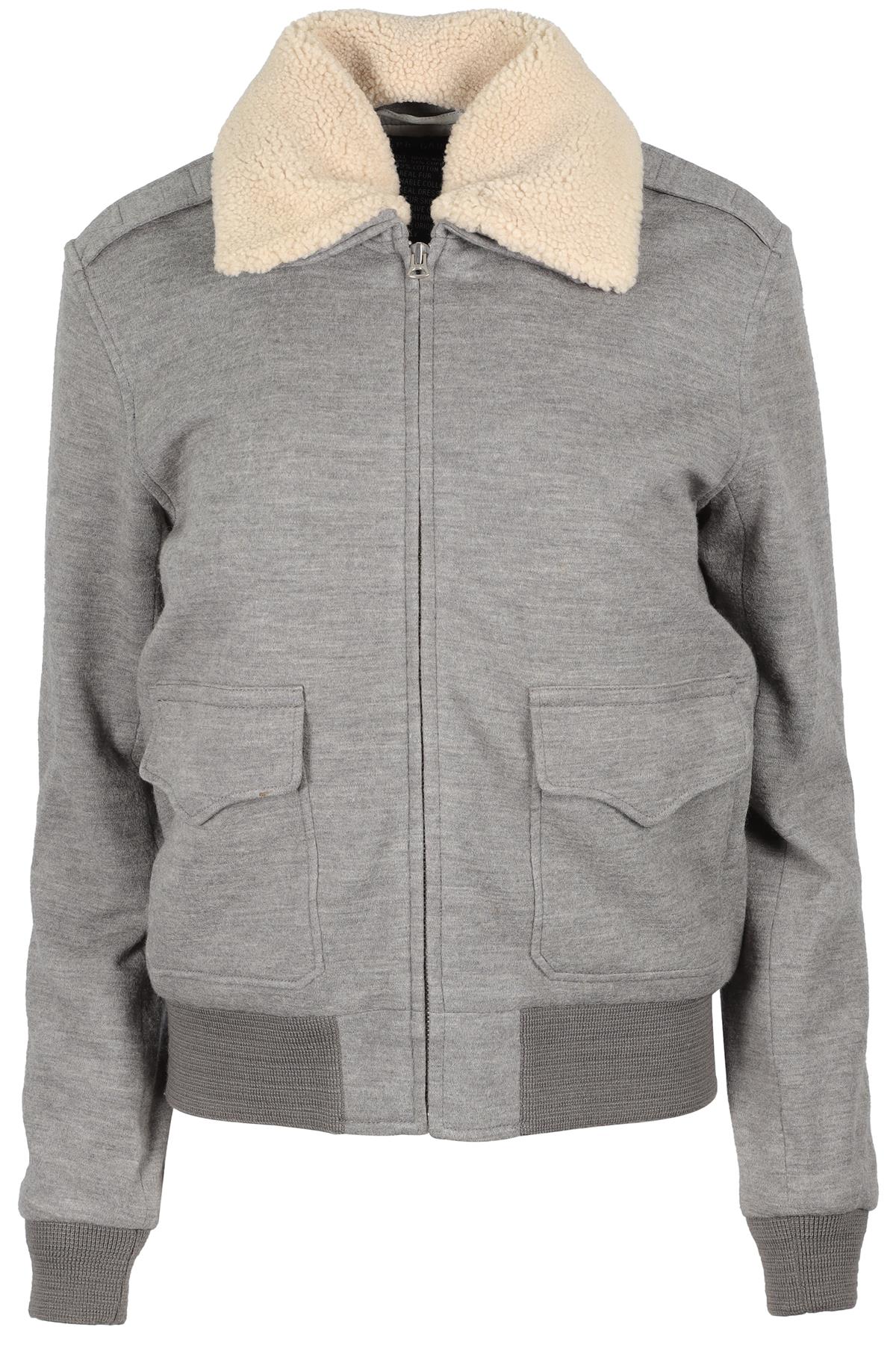 RALPH LAUREN GREY SHEARLING AND WOOL JACKET MEDIUM