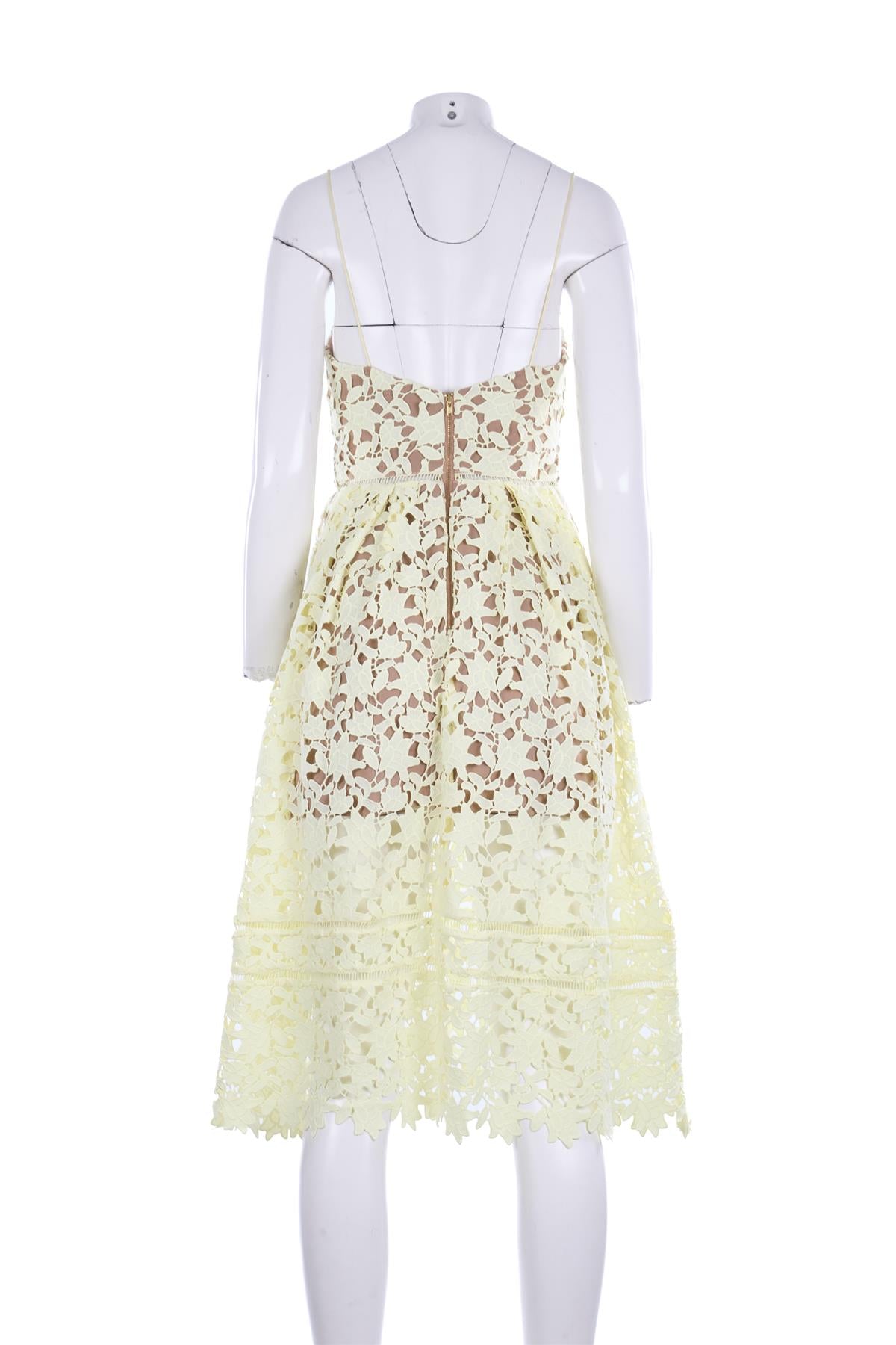 SELF-PORTRAIT YELLOW CROCHET MIDI DRESS UK 10