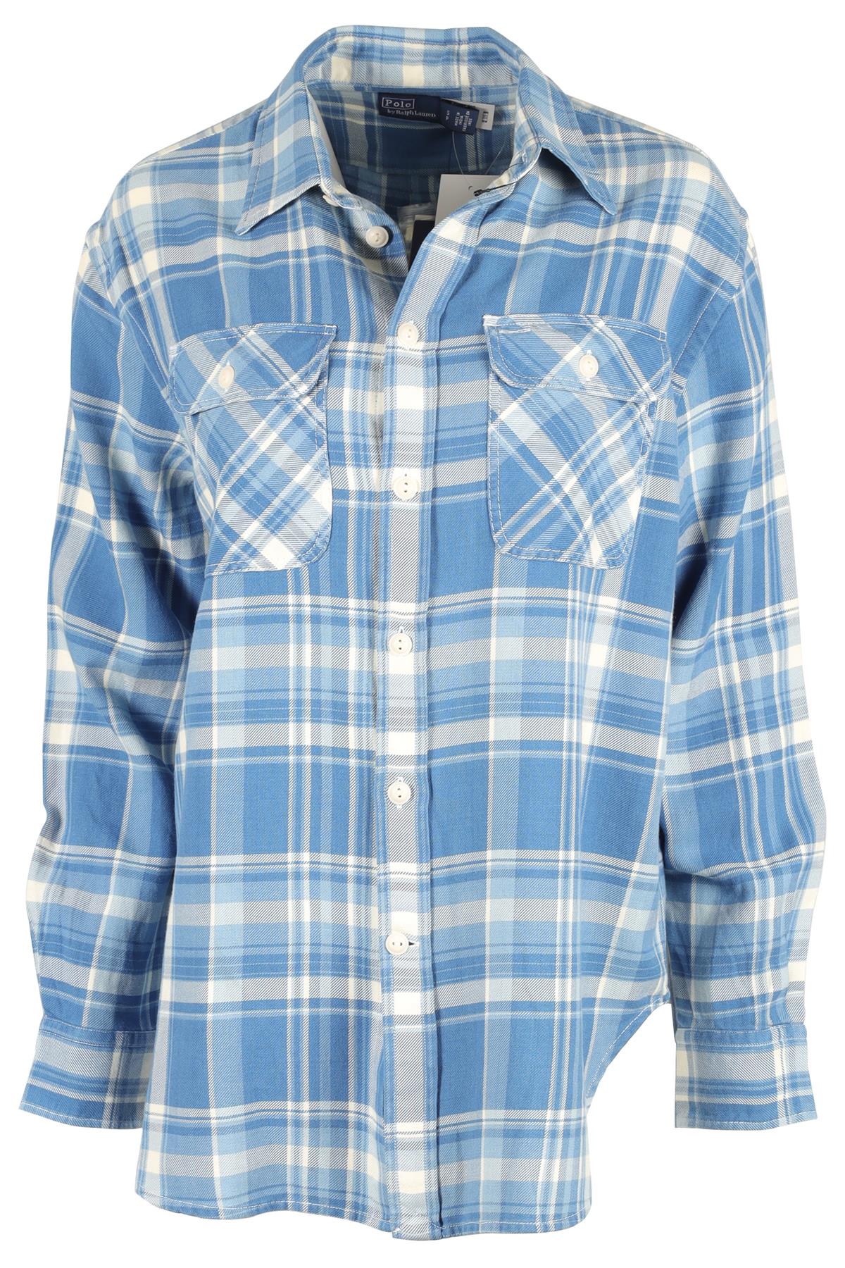 POLO RALPH LAUREN BLUE COTTON SHIRT SMALL