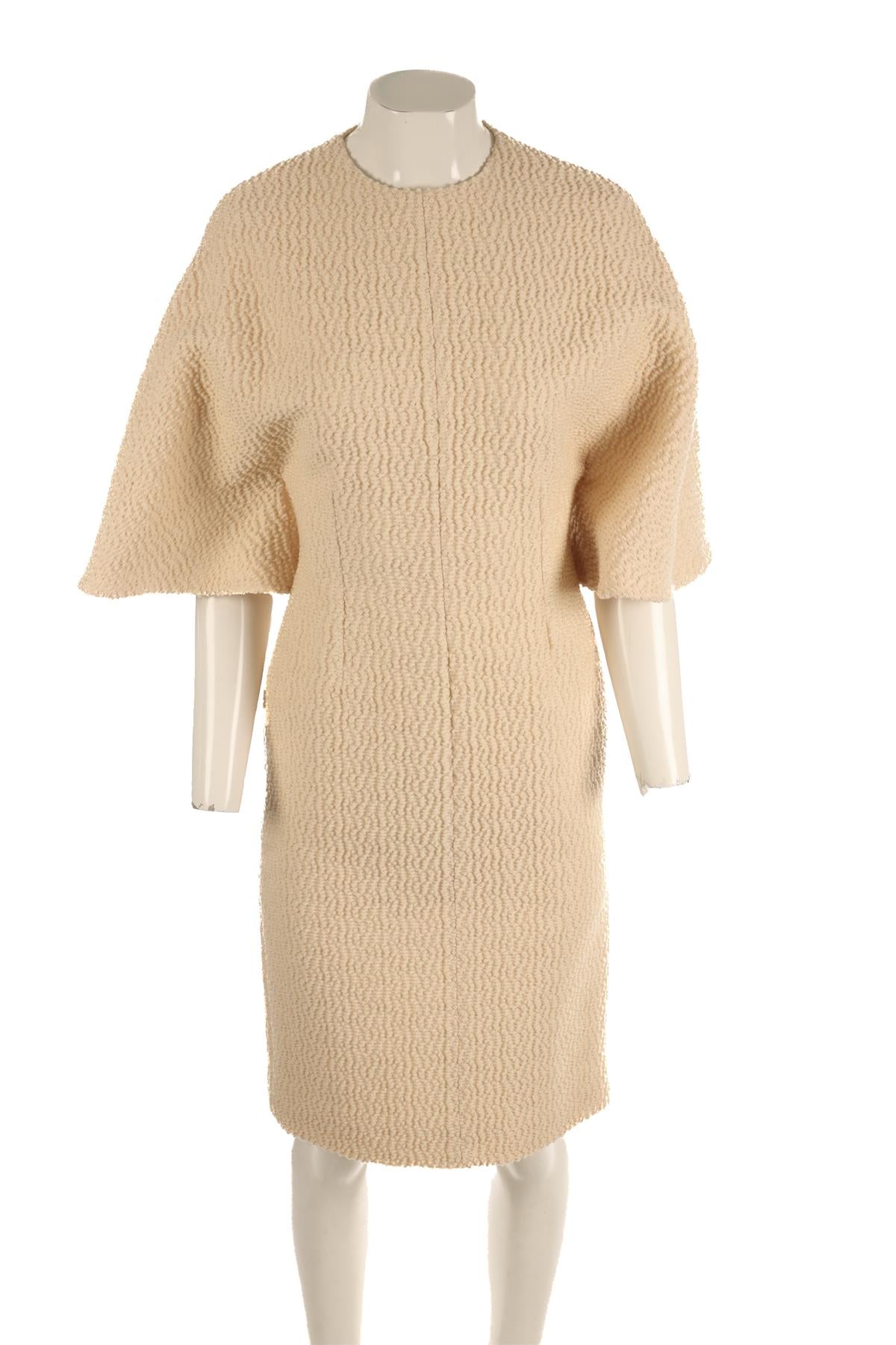 EMILIA WICKSTEAD CREAM WOOL MIDI DRESS UK 10