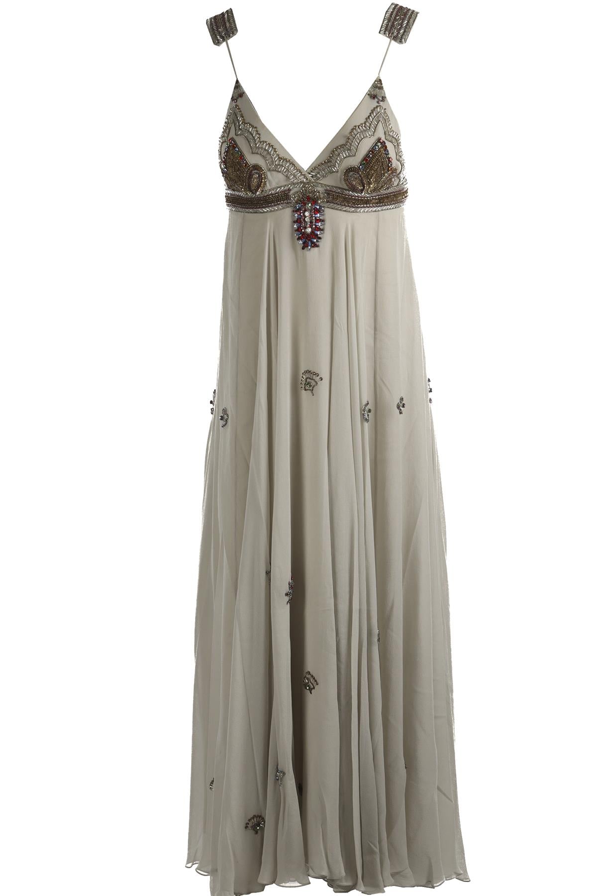 MATTHEW WILLIAMSON GREY SILK MAXI DRESS US 8 UK 12