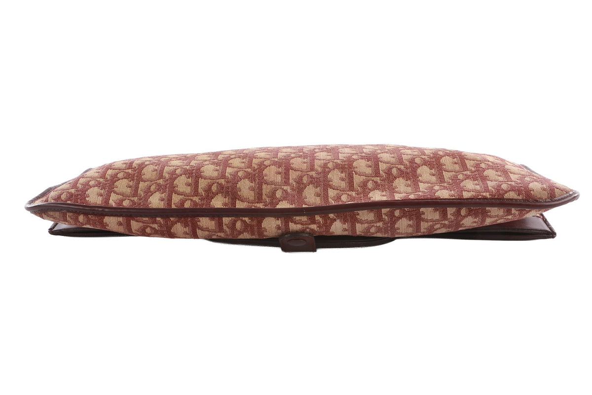 CHRISTIAN DIOR BURGUNDY VINTAGE DIORISSIMO CANVAS CLUTCH
