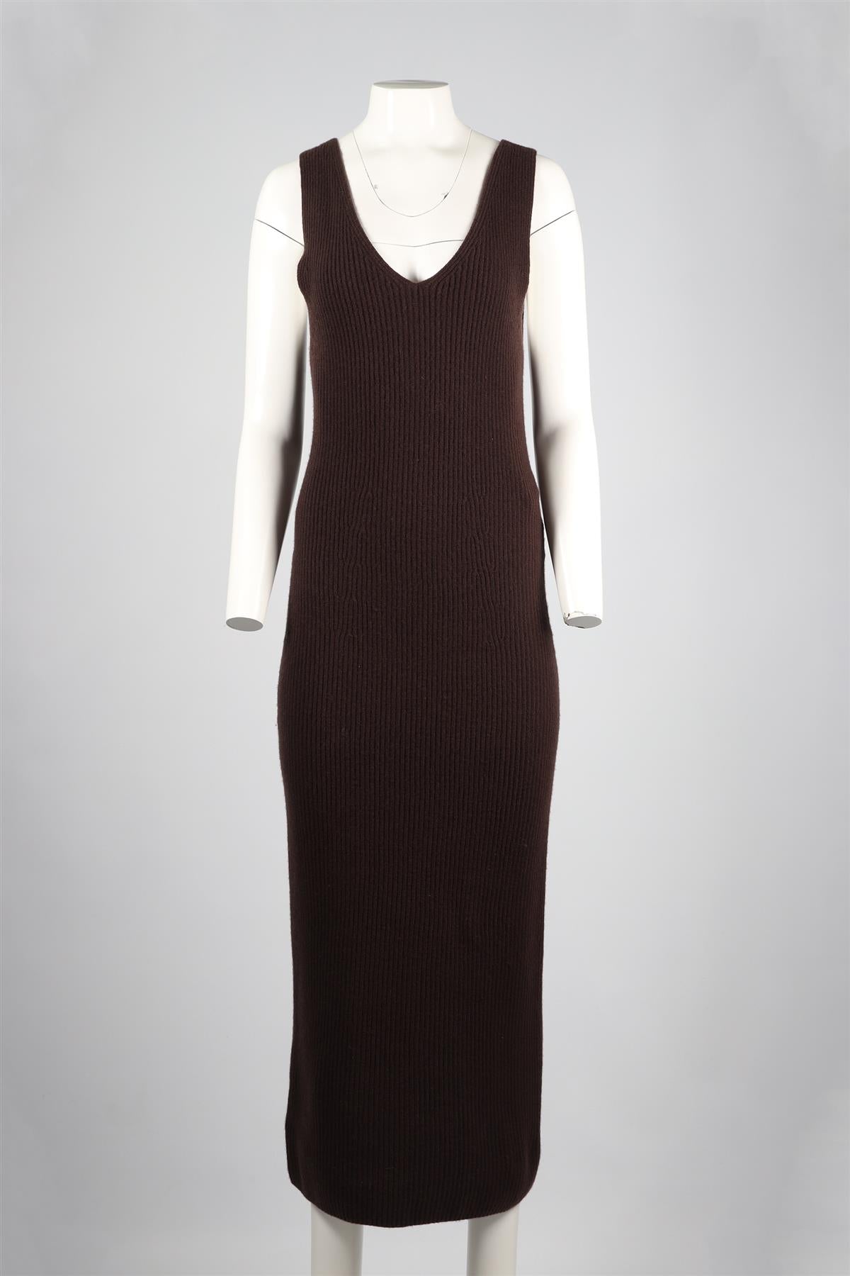 LVIR BROWN WOOL MIDI DRESS SMALL