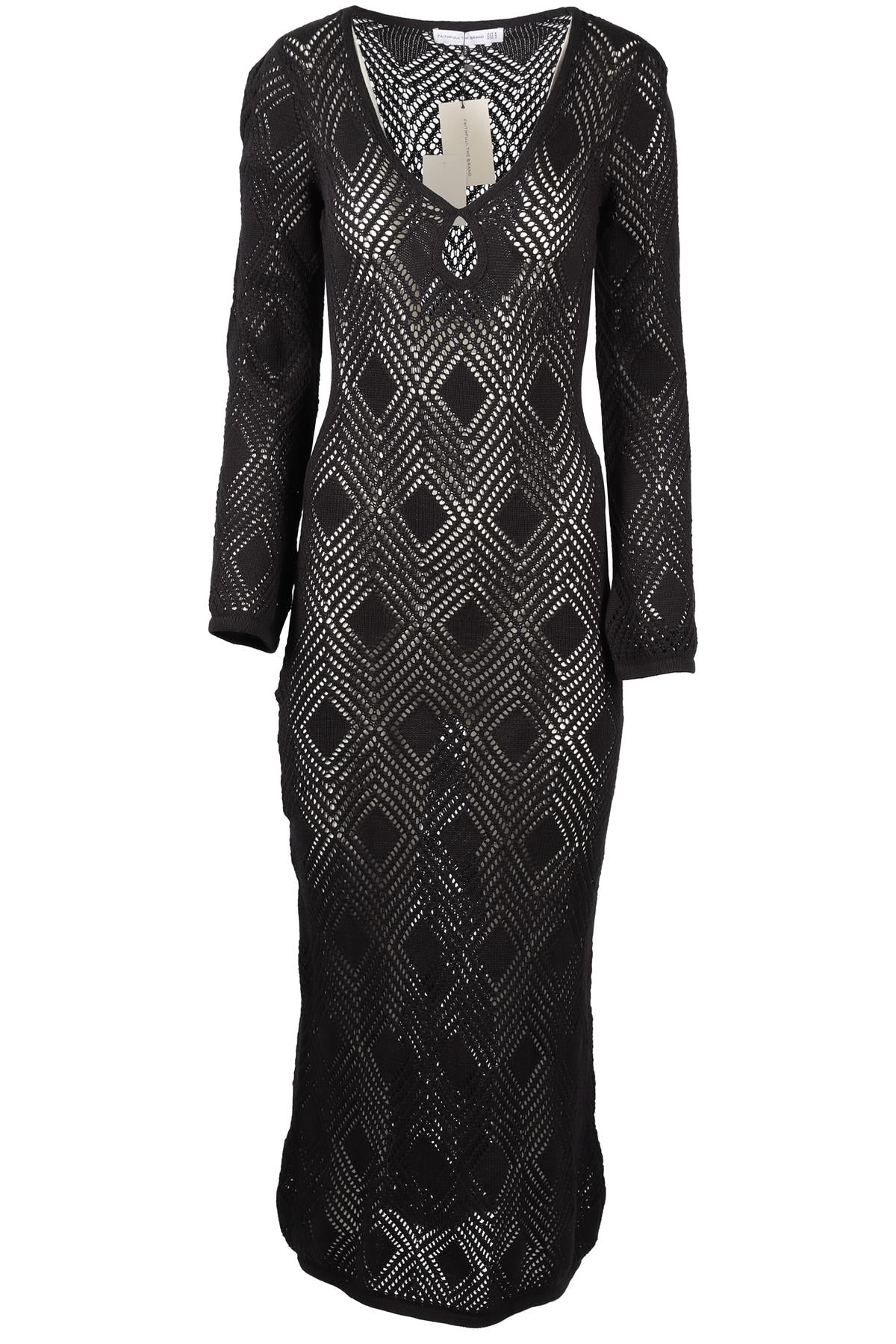 FAITHFULL THE BRAND BLACK KNIT MAXI DRESS US 4 UK 8