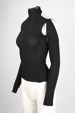 KHAITE BLACK CUTOUT WOOL TOP XSMALL