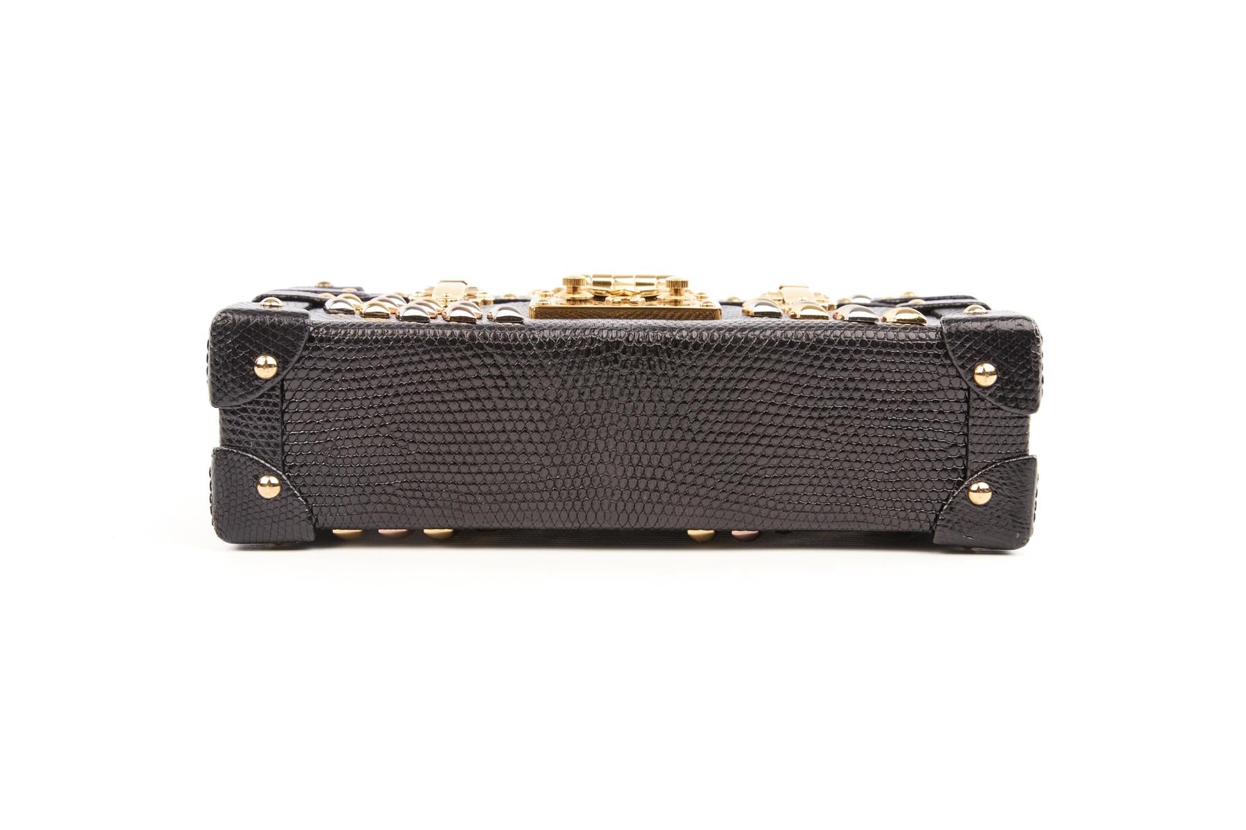 LOUIS VUITTON BLACK 2016 PETITE MALLE LEATHER CLUTCH