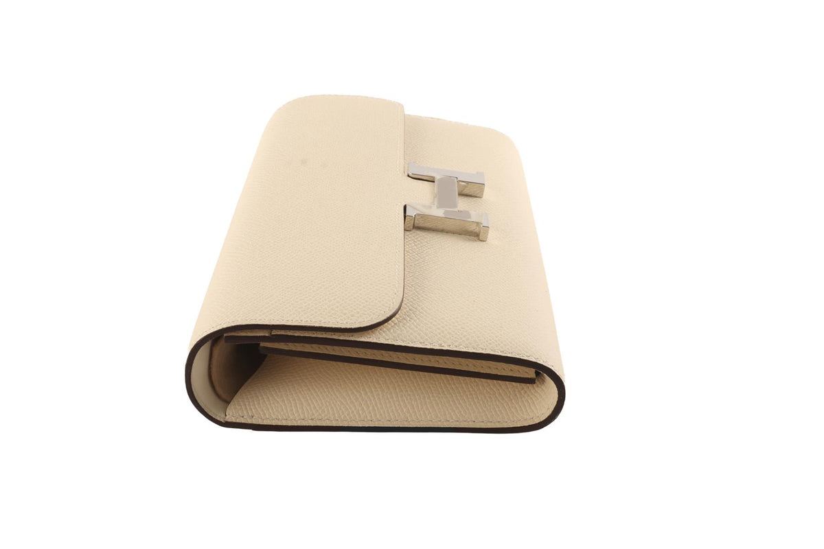 HERMÈS CREAM 2025 CONSTANCE TO GO EPSOM LEATHER WALLET IN NATA