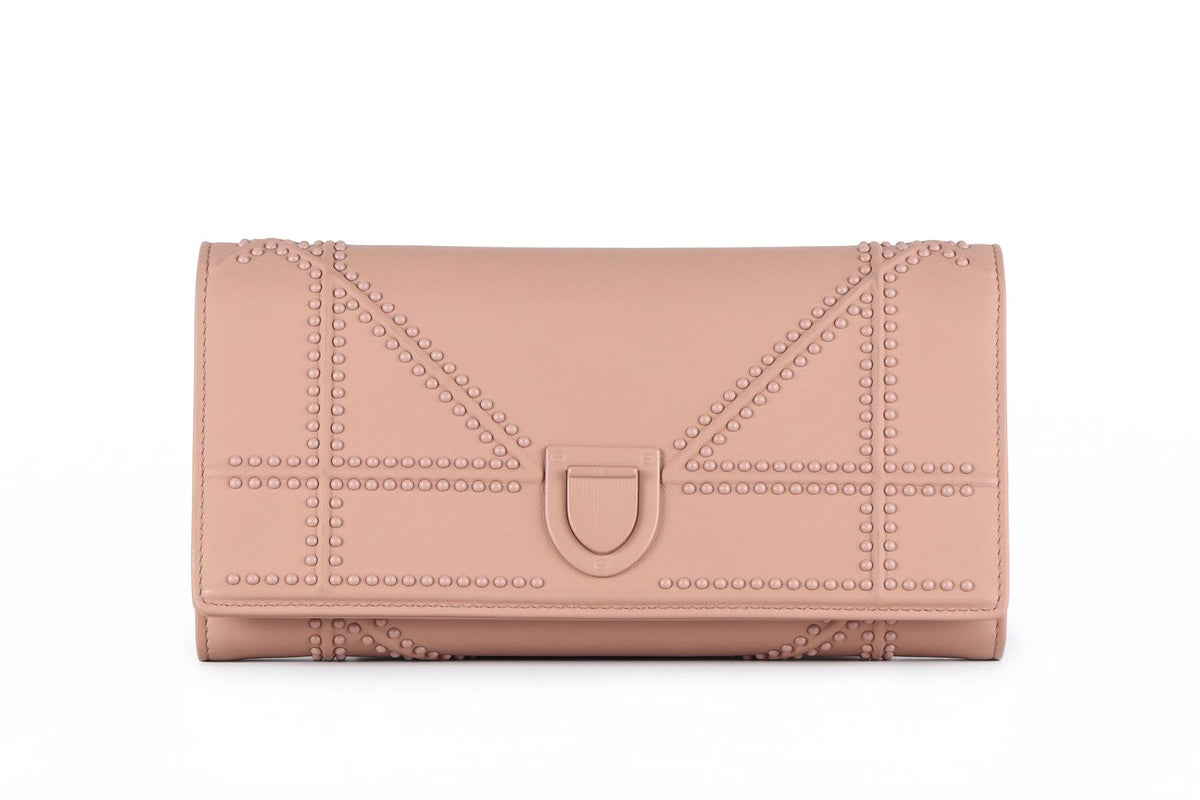 CHRISTIAN DIOR PINK DIORAMA CROISIERE LEATHER WALLET ON CHAIN