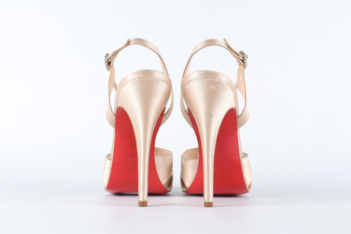 CHRISTIAN LOUBOUTIN GOLD SATIN SANDALS EU 38 UK 5 US 8