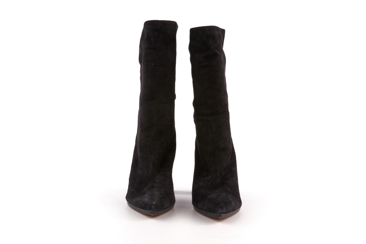 AQUAZZURA BLACK SUEDE ANKLE BOOTS EU 40 UK 7 US 10