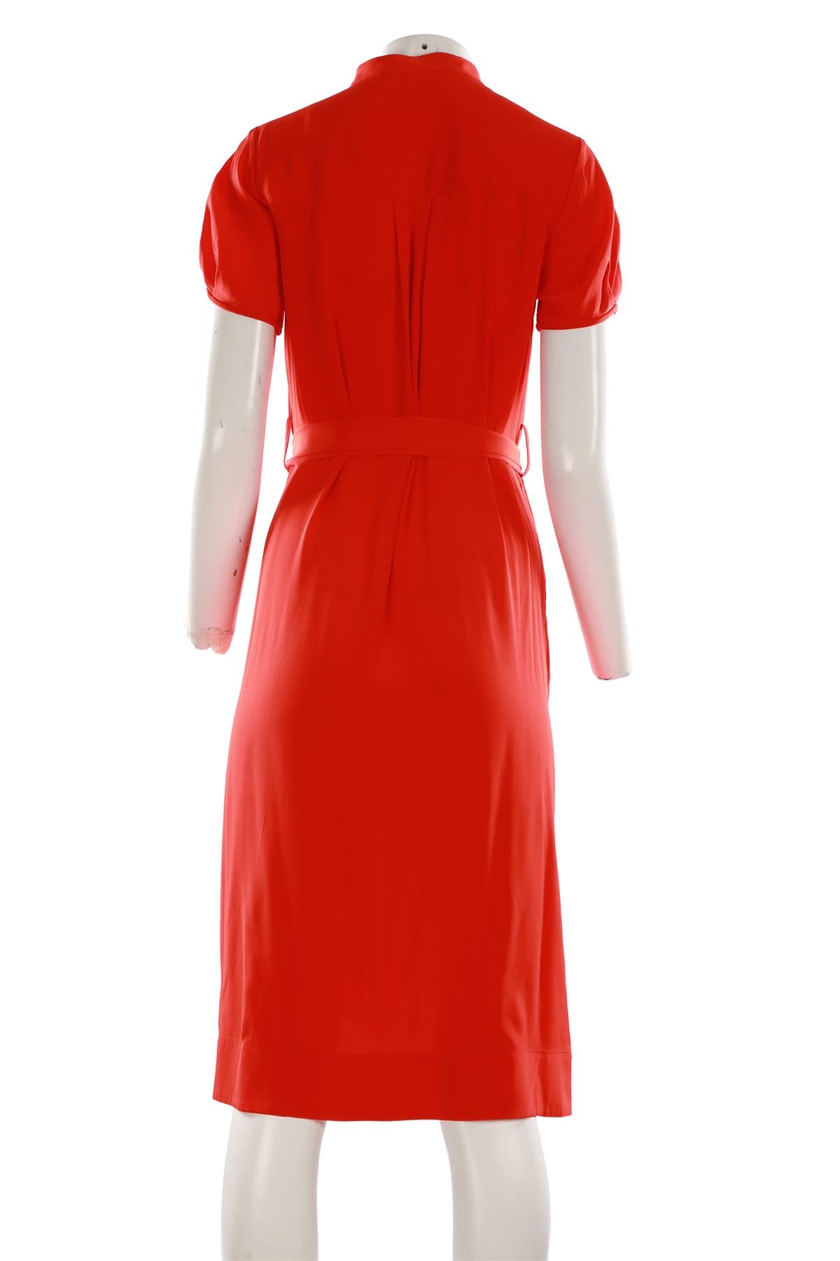 DIANE VON FURSTENBERG RED SILK MIDI DRESS XSMALL