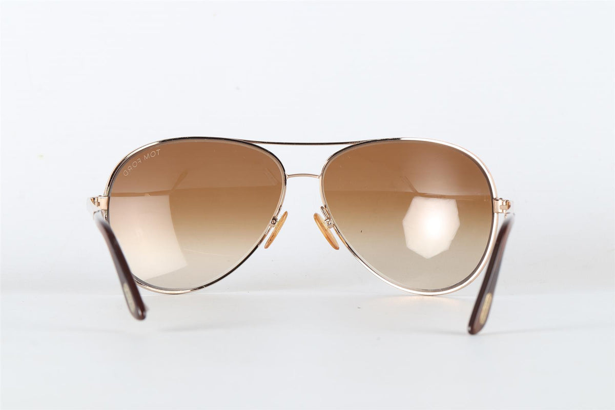 TOM FORD BROWN METAL SUNGLASSES ONE SIZE