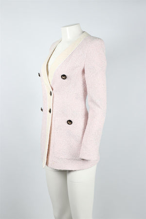 ALESSANDRA RICH PINK TWEED COTTON BLEND BLAZER IT 38 UK 6