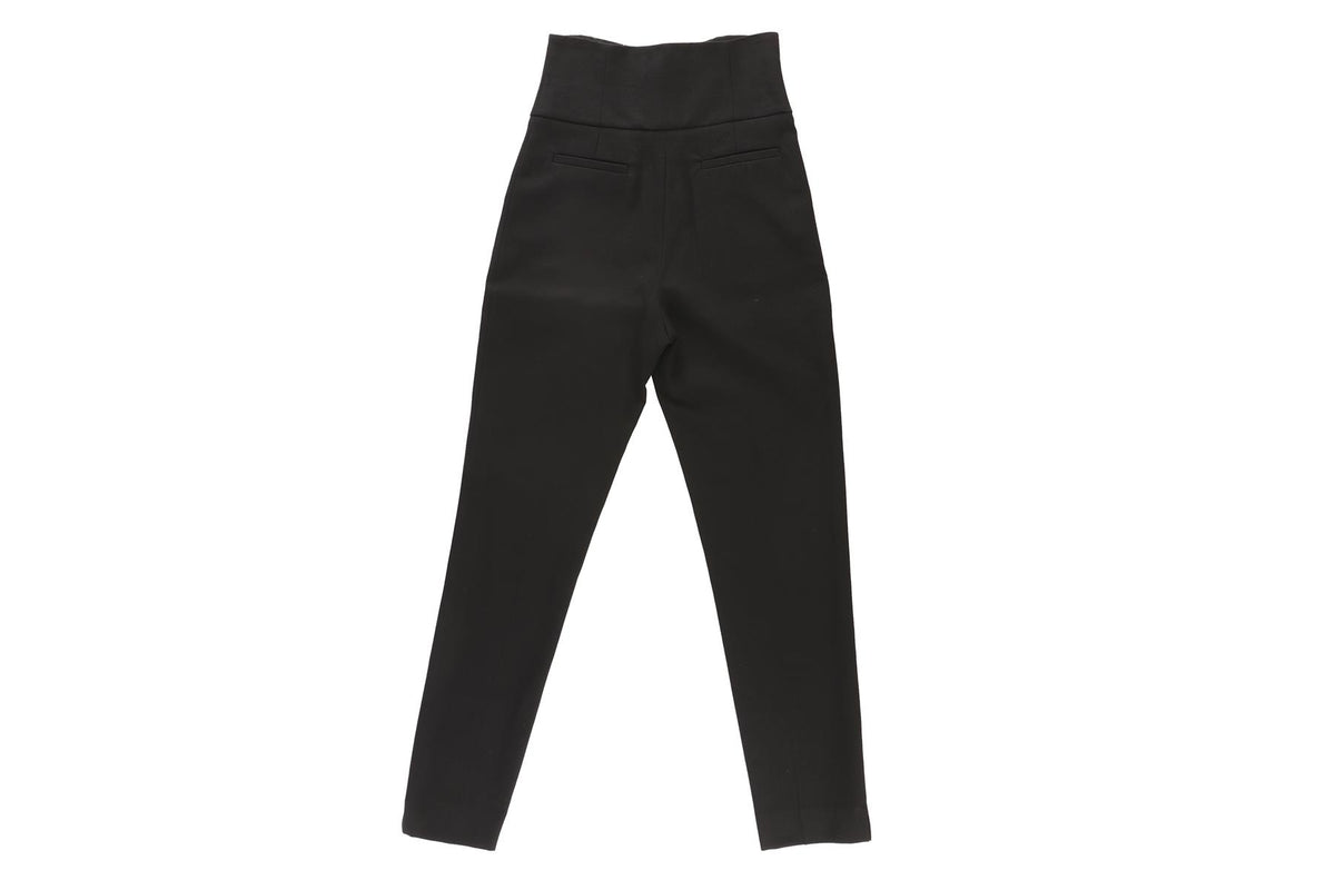 SAINT LAURENT BLACK WOOL TAPERED PANTS FR 34 UK 6