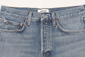 AGOLDE BLUE HIGH RISE DENIM SHORTS W27 UK 8-10