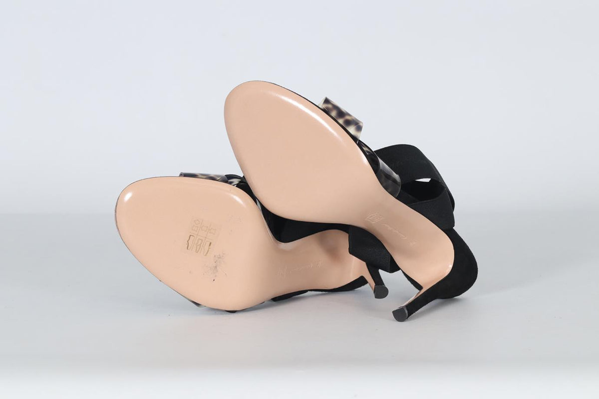 GIANVITO ROSSI PVC AND SUEDE SANDALS EU 38 UK 5 US 8