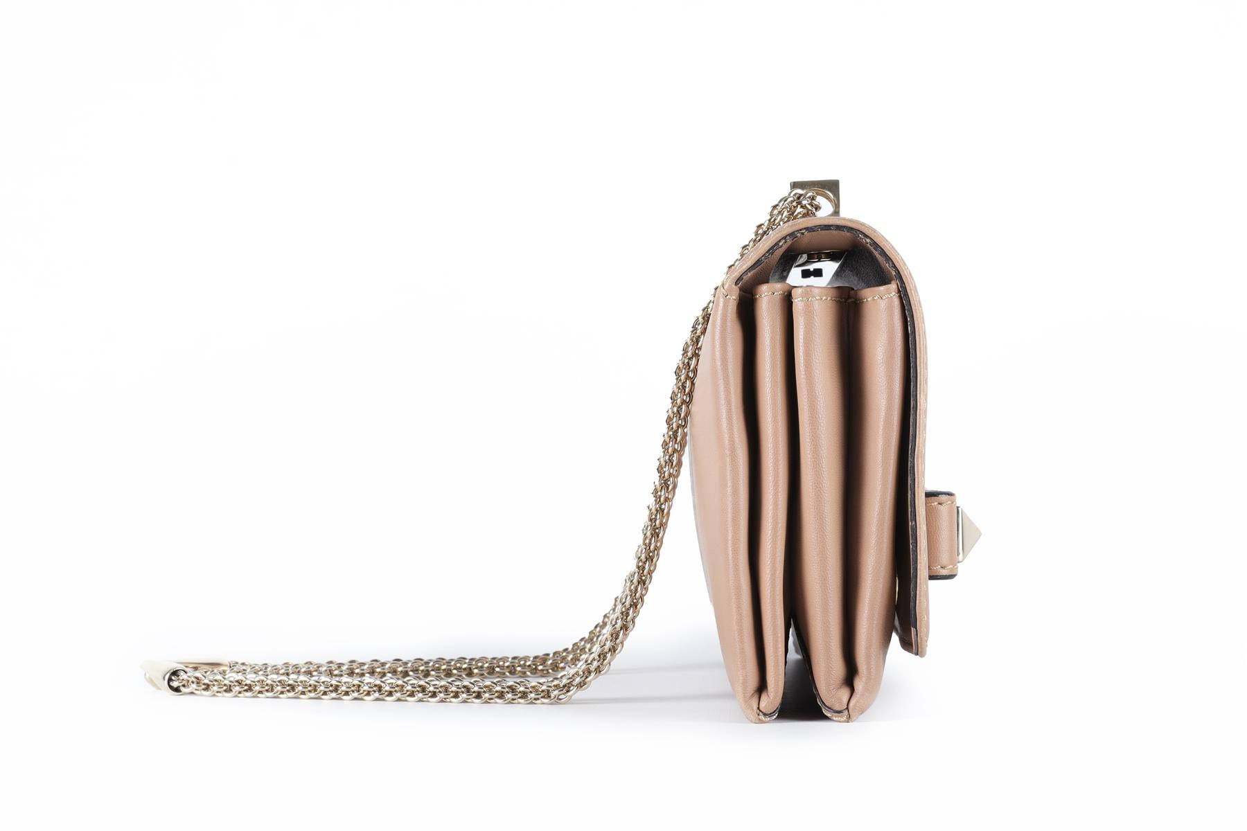 VALENTINO GARAVANI TAUPE VA VA VOOM LEATHER SHOULDER BAG