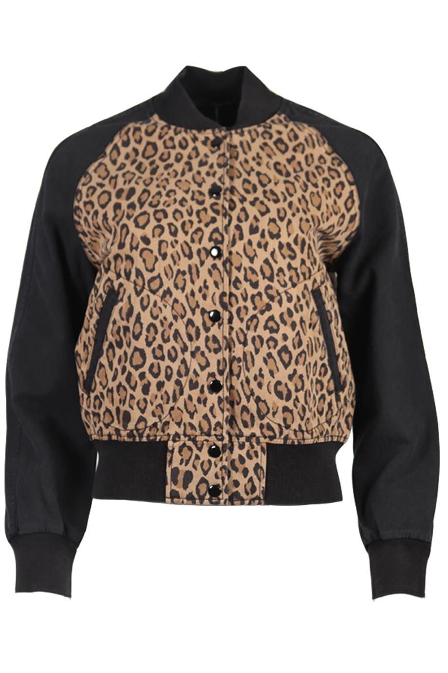 R13 LEOPARD PRINT COTTON BOMBER JACKET MEDIUM