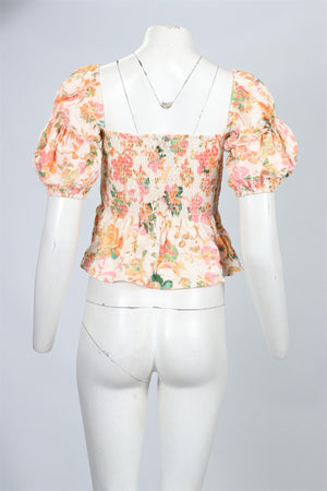 MISA LOS ANGELES FLORAL PRINT SATIN TOP MEDIUM