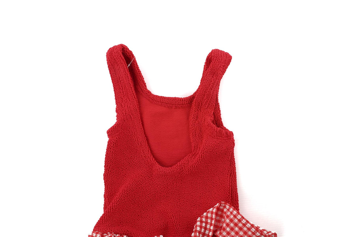HUNZA G RED KIDS GIRLS SWIMSUIT 7-12 YEARS ONE SIZE