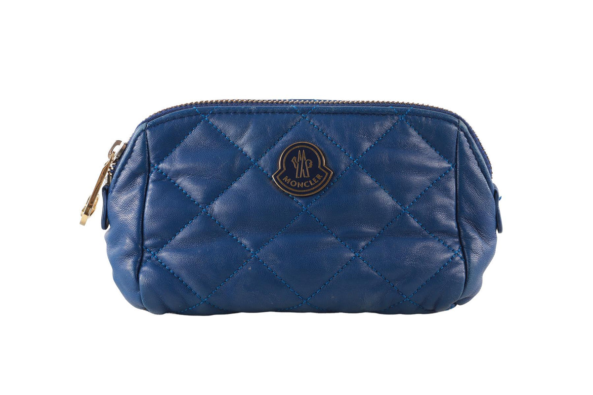 MONCLER BLUE LEATHER POUCH