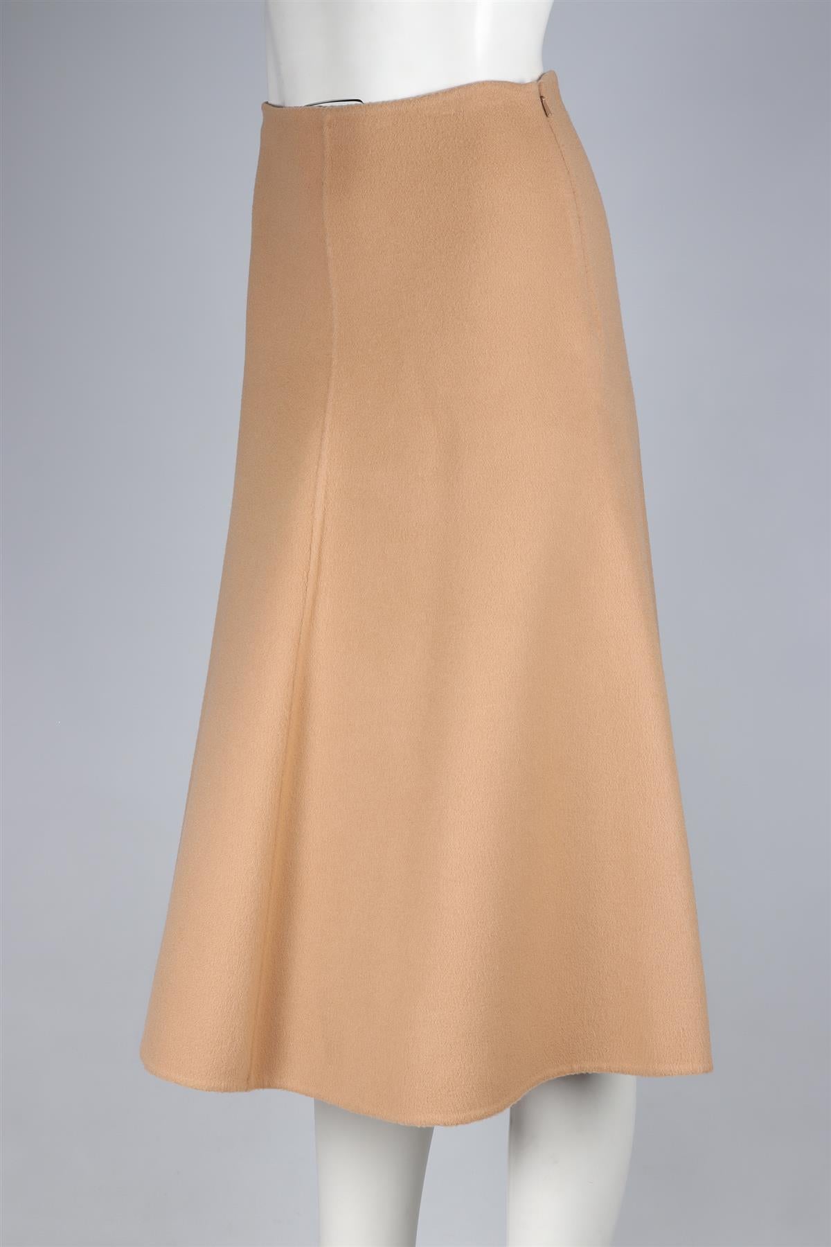 THEORY TAN WOOL MIDI SKIRT US 0 UK 4